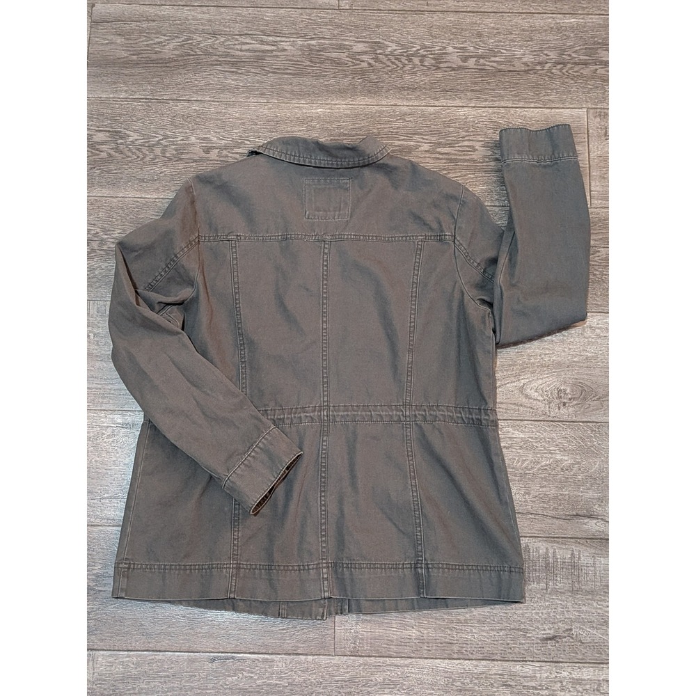 Old Navy Womens Large Gray Cotton Utility Field Jacket Military Drawstring Waist - Picture 4 of 7